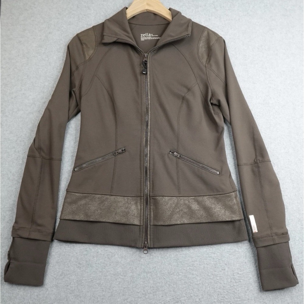 Zella Jacket Womens Small Brown Full Zip Long Sleeve Activewear Athleisure Jog